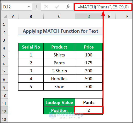 Specific Text Match function in Excel