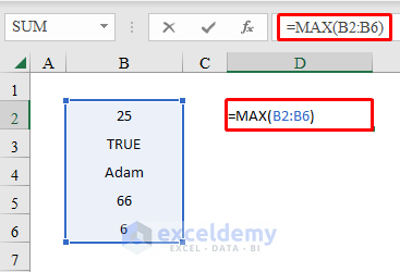 Applying MAX formula with Cell Range