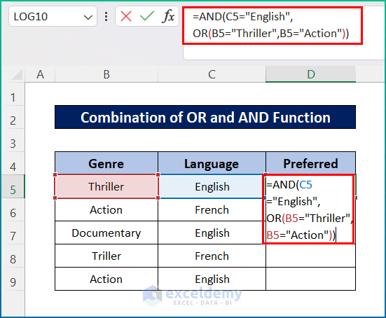 Combine OR with AND Function in Excel