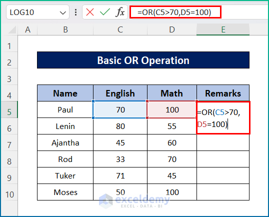 How to Use the OR Function in Excel - 4 Examples - ExcelDemy