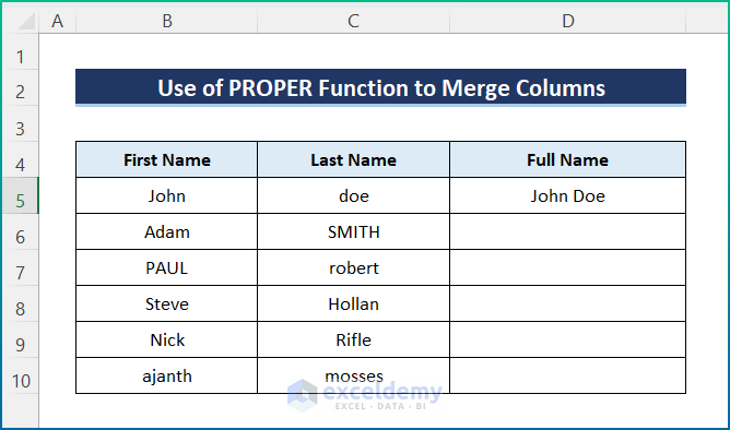 proper function showing output in excel