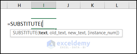 SUBSTITUTE function syntax in Excel