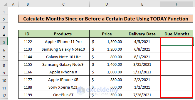 Find Months since or before a Certain Date Using the excel TODAY Function