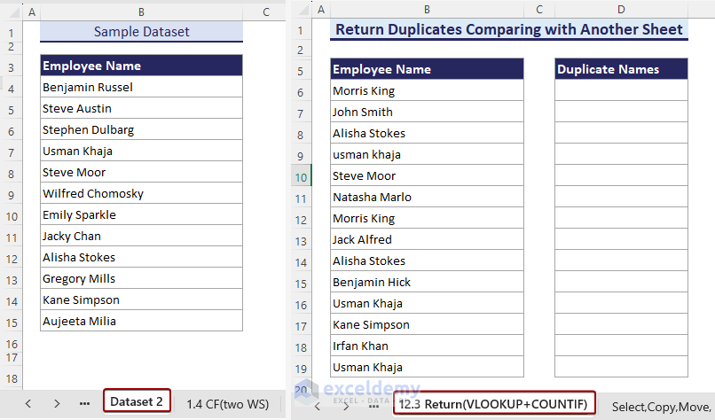 Using IFERROR and VLOOKUP functions to return duplicates from two worksheets