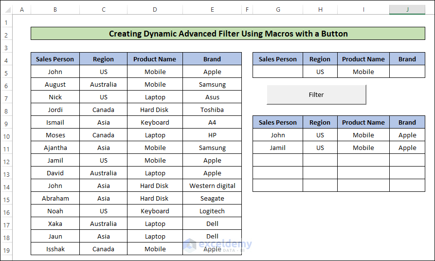 How to Create Dynamic Advanced Filter in Excel: 2 Applications