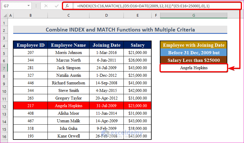 Combine INDEX and MATCH Functions with Multiple Criteria in Rows and Columns