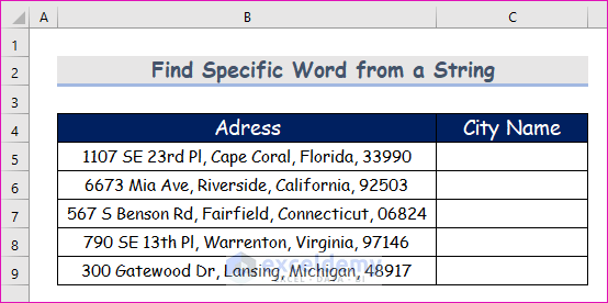 Find Specific Word from a String into Array with Excel VBA