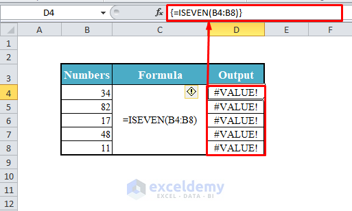 ISEVEN Function with Arrays