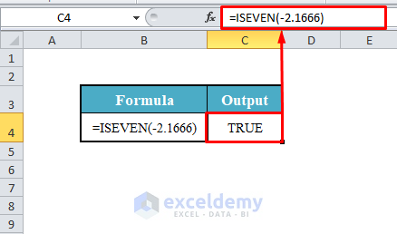 ISEVEN Function with Negative Fractions