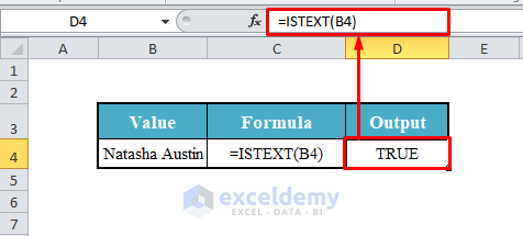 ISTEXT Function with Single Value