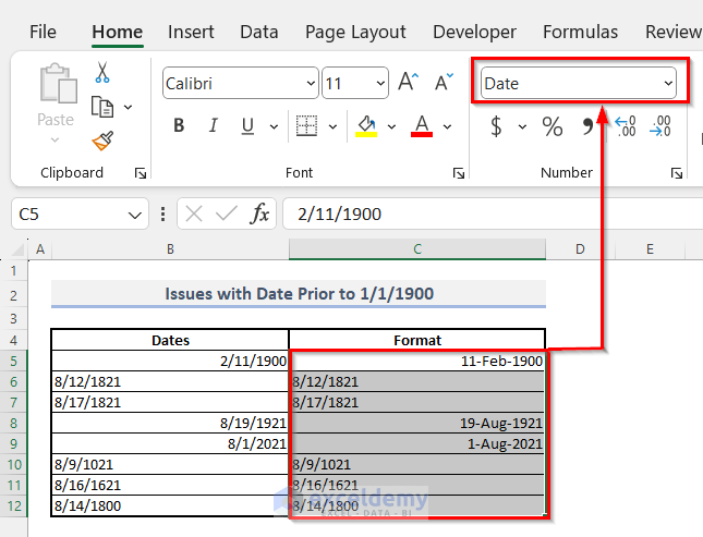 Issues with Date Format in Excel
