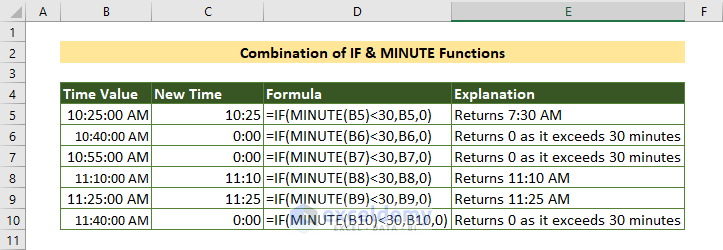 MINUTE Function with IF Statements