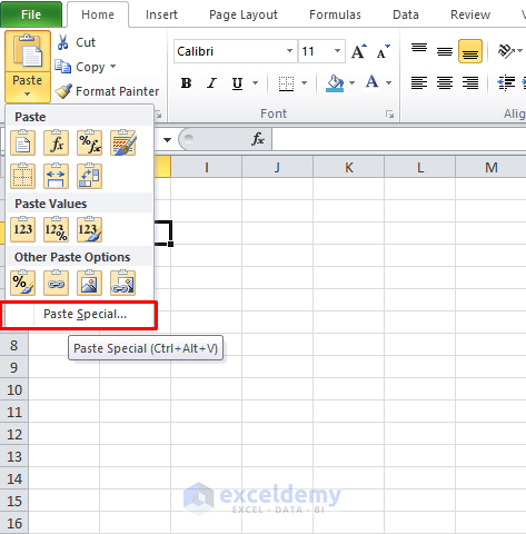 Paste Special Option to Copy and Paste in Excel Without Changing the Format
