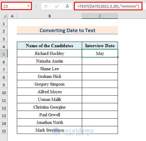 Convert Date to Text with TEXT and DATE Functions