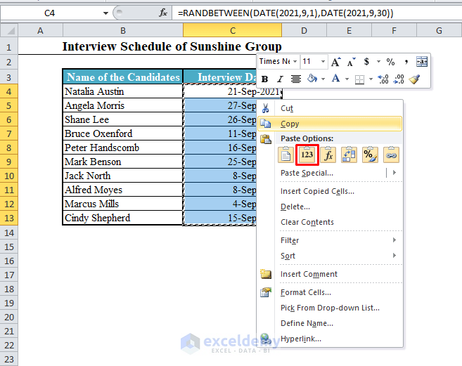 Selecting Paste Value in Excel