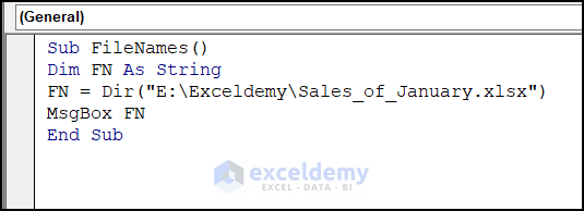 Code to Find the Filename from Path in Excel DIR Function