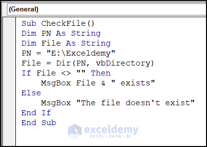 Check the Existence of a Directory in excel DIR function
