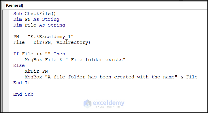 Create a Folder That Does Not Exist in Excel DIR Function