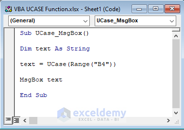 Code for Msg Box with VBA UCase Function