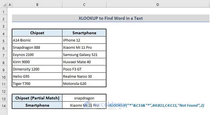alternative to vlookup xlookup to find cell word within text in excel