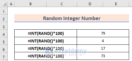 Random Integer Number Using RAND Function in Excel