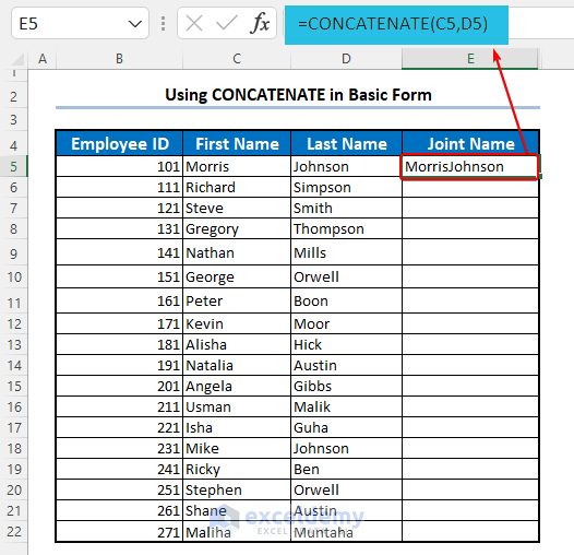 Using CONCATENATE Function with Texts