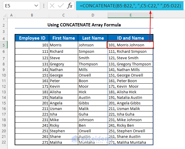 Using Array CONCATENATE Function for Ranges