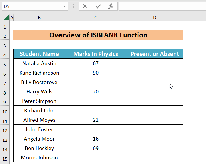 Overview of Excel ISBLANK Function