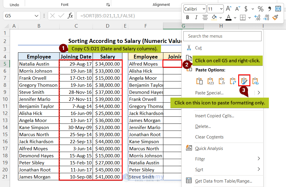 Copying formatting only in Excel