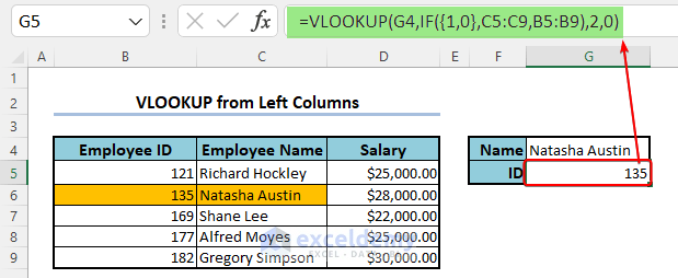 How to Lookup to Left with Excel VLOOKUP Function