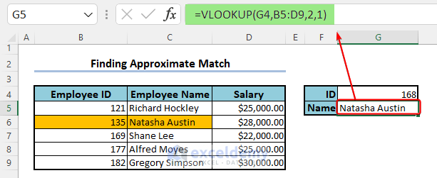 Find an Approximate Match with Excel VLOOKUP Function