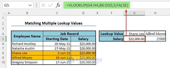 Match Multiple Lookup Values with Excel VLOOKUP Array Formula