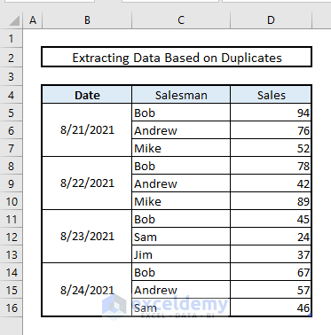extract data based on matches or duplicate values in excel