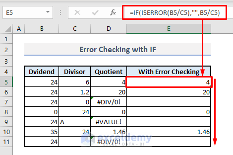 if function with iserror in excel