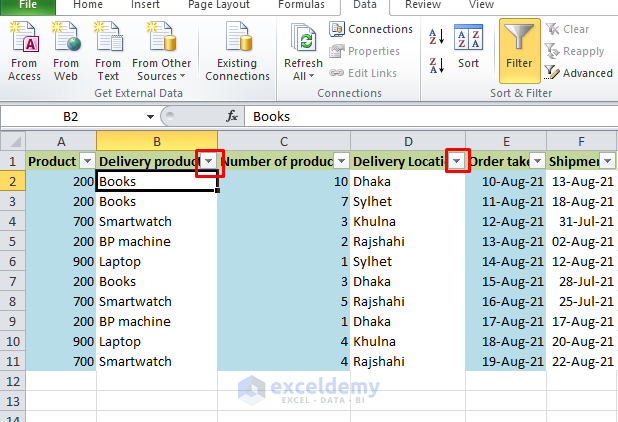 Appearing Mark Down Arrow in Two Selected Columns