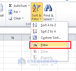 Click Filter Option
