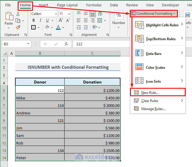 isnumber with conditional formatting in excel
