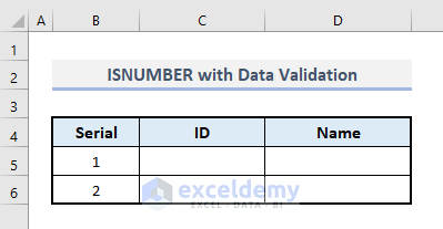 isnumber function with data validation in excel