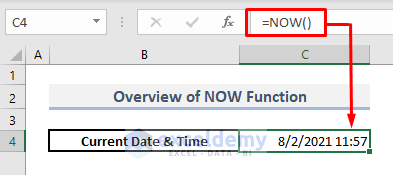now function in excel overview