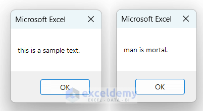 Output after using LCase Function of Excel VBA