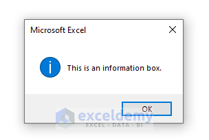 vbinformation icon for msgbox function in excel vba