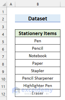 Dataset for Examples of Multiple Selection from Drop Down List in Excel
