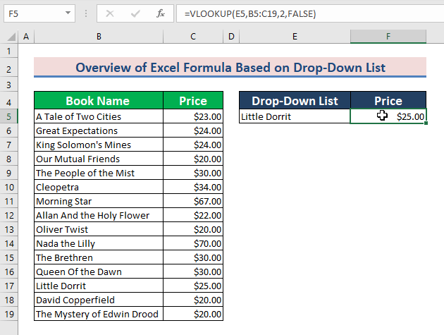 1.1-excel formula based on drop-down list