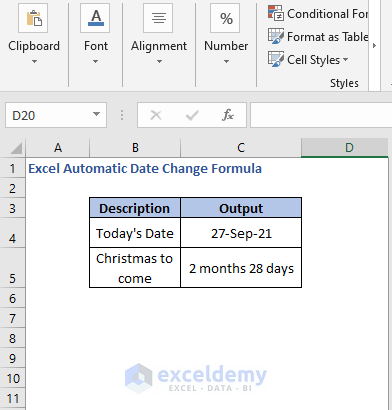 Overview - Excel Automatic Date Change Formula