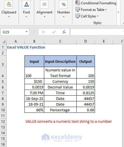 Overview - Excel VALUE Function