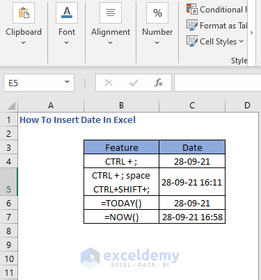 Overview - How To Insert Date In Excel