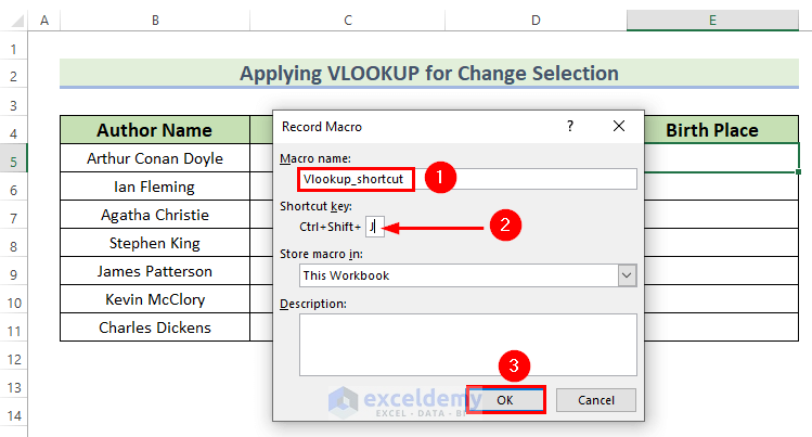Using Record Macro for Excel VBA VLOOKUP in Another Worksheet