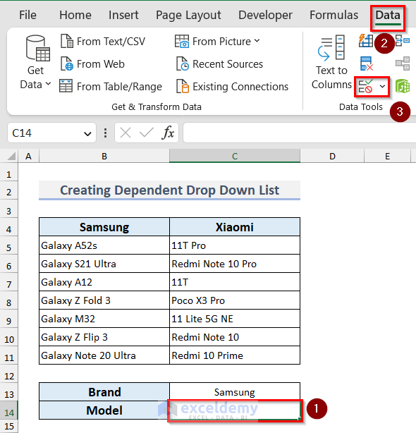 Using Data Validation feature to create Dependent Drop Down List