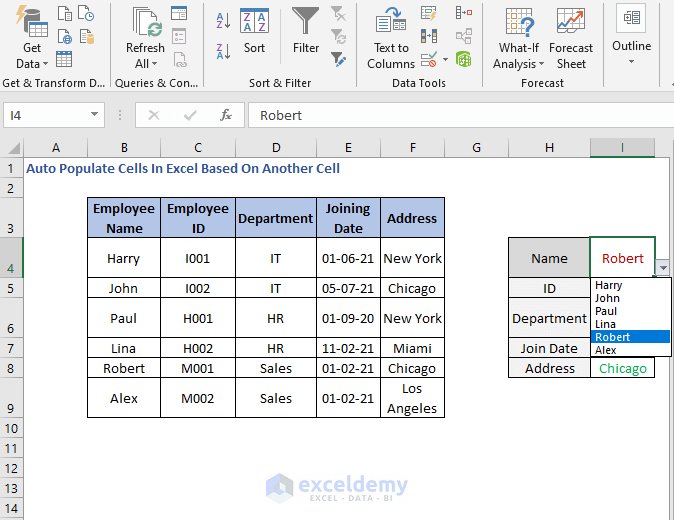 Drop down list - Auto Populate Cells In Excel Based On Another Cell