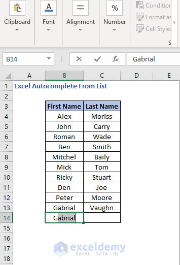 Suggestions - Excel Autocomplete From List
